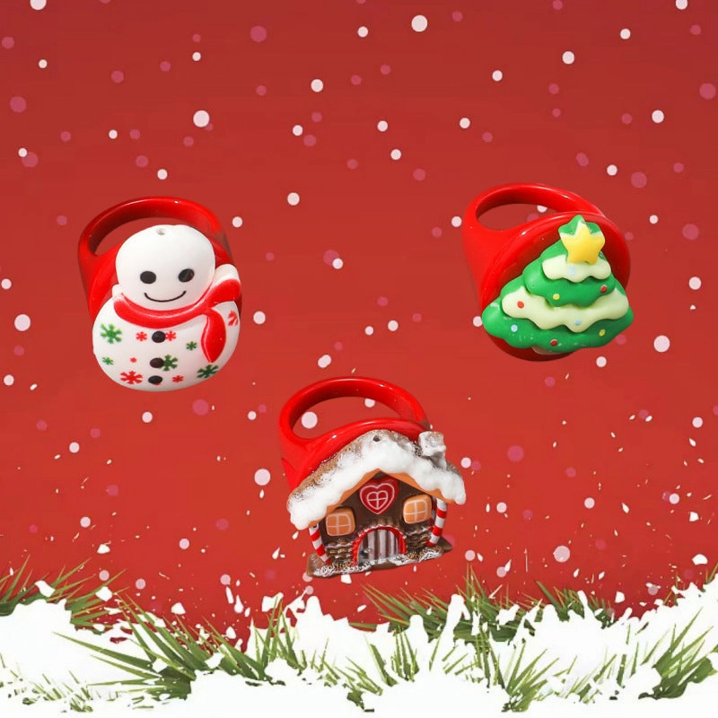 Wholesale Christmas Cute Cartoon Resin Rings