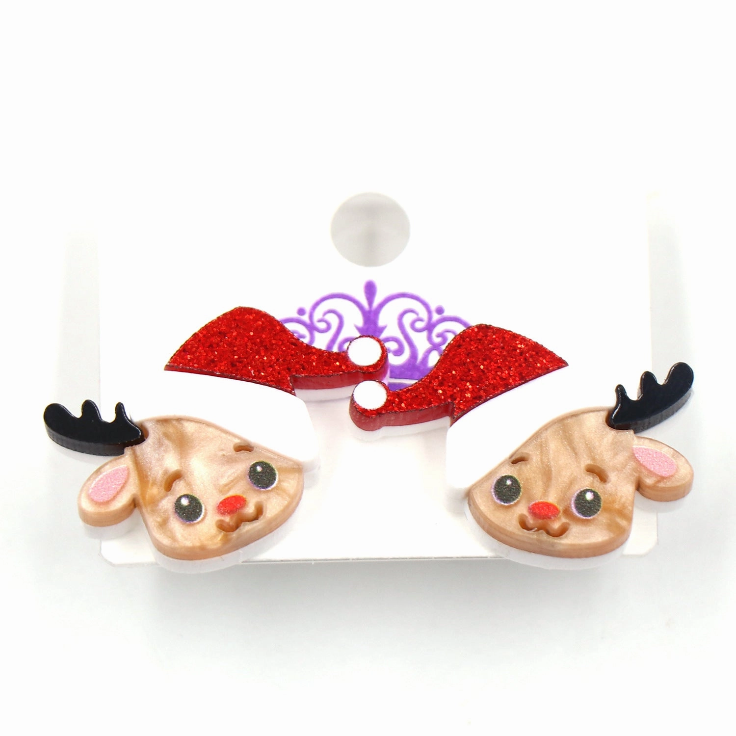Wholesale Christmas Deer Cute Acrylic Jewelry Cartoon Stainless Steel Stud Earrings