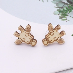 Wholesale Christmas Deer Elk Wood Chip Earrings