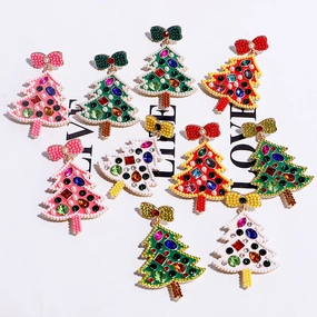 Wholesale Christmas Diamond Inlaid Alloy Earrings