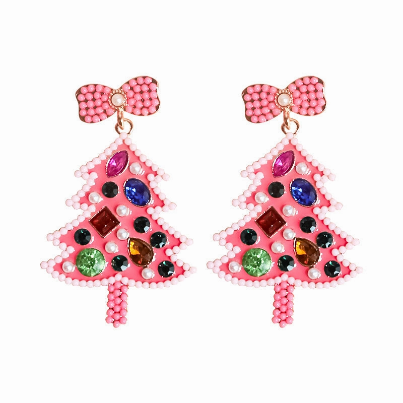 Wholesale Christmas Diamond Inlaid Alloy Earrings