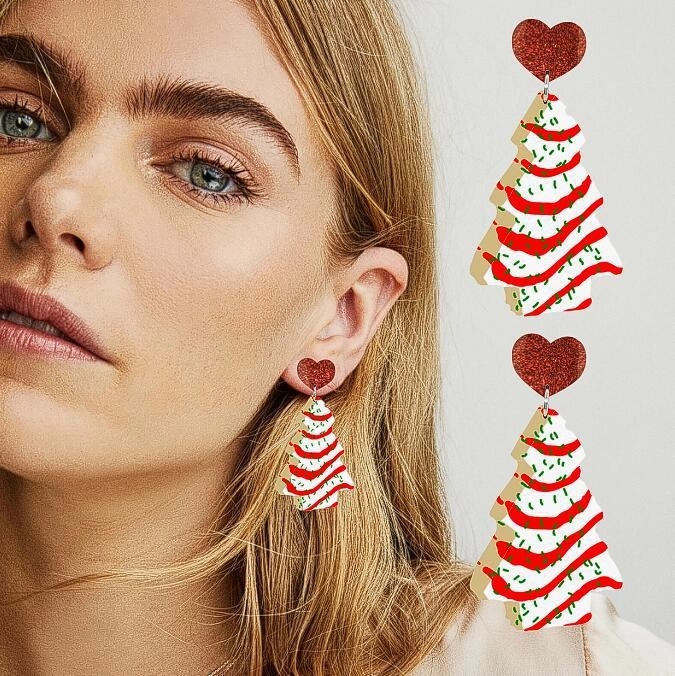 Wholesale Christmas Dinosaur Cactus Gingerbread Man Acrylic Earrings