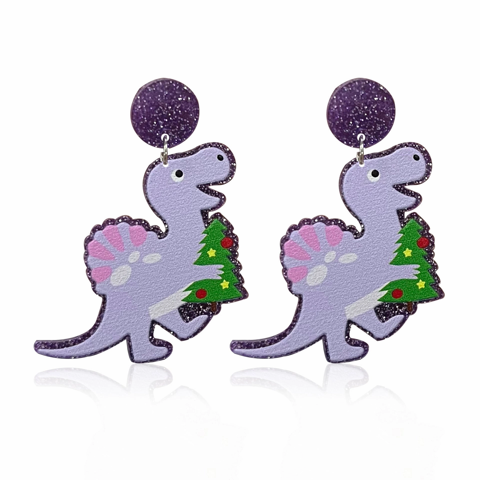 Wholesale Christmas Dinosaur Christmas Hat Neon Acrylic Scarf Dinosaur Women Earrings