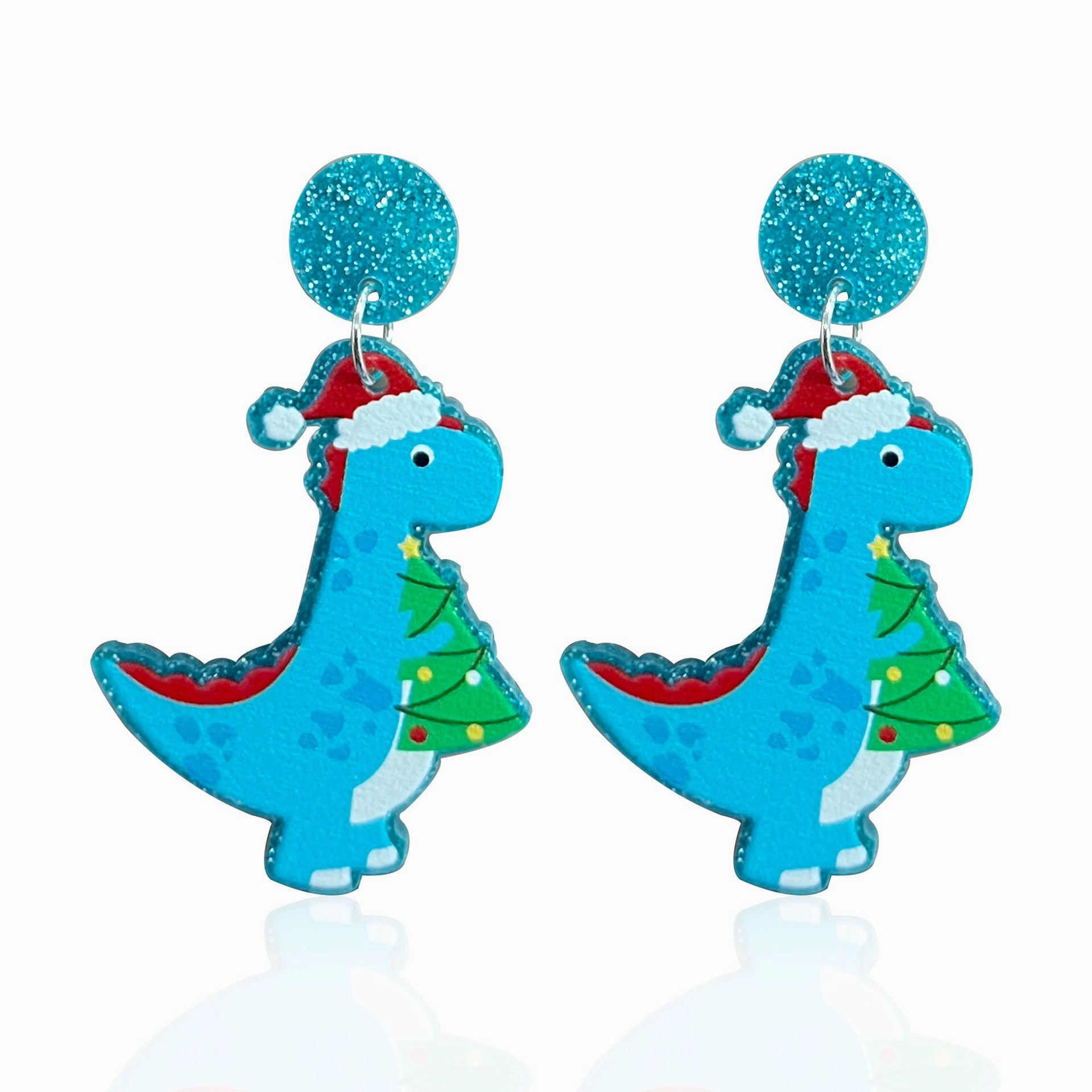 Wholesale Christmas Dinosaur Christmas Hat Neon Acrylic Scarf Dinosaur Women Earrings