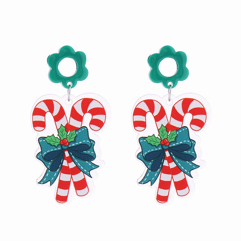 Wholesale Christmas Double-sided Glitter Acrylic Earrings