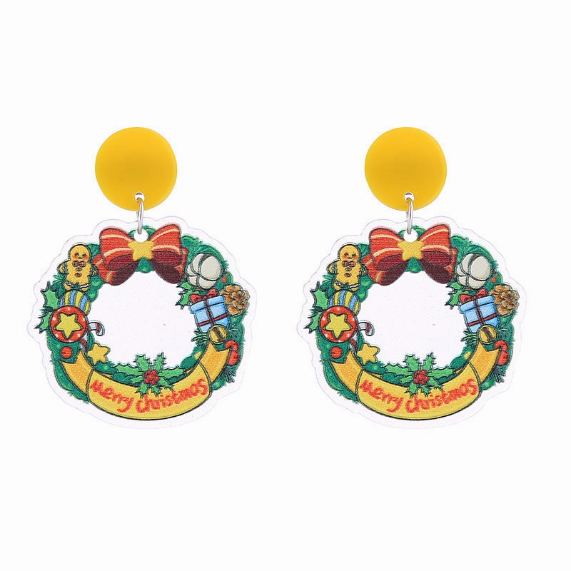 Wholesale Christmas Double-sided Glitter Acrylic Earrings