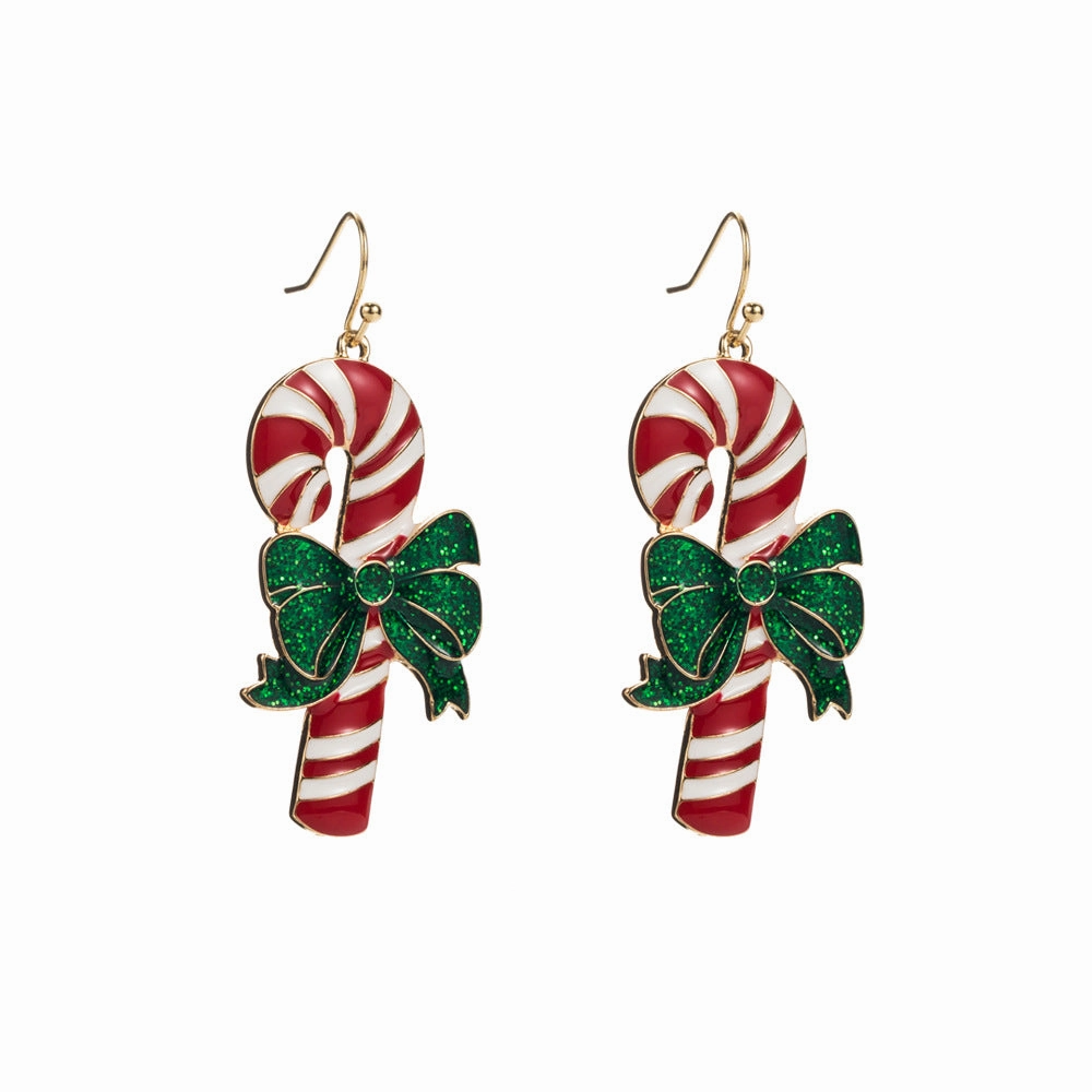 Wholesale Christmas Drip Oil Elk Snowflake Candy Alloy Earrings S925 Silver Needle Earrings