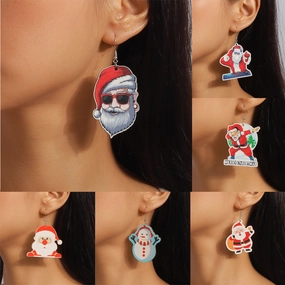 Wholesale Christmas Earrings Cartoon Creative Cute Santa Claus Snowman Plastic Earrings
