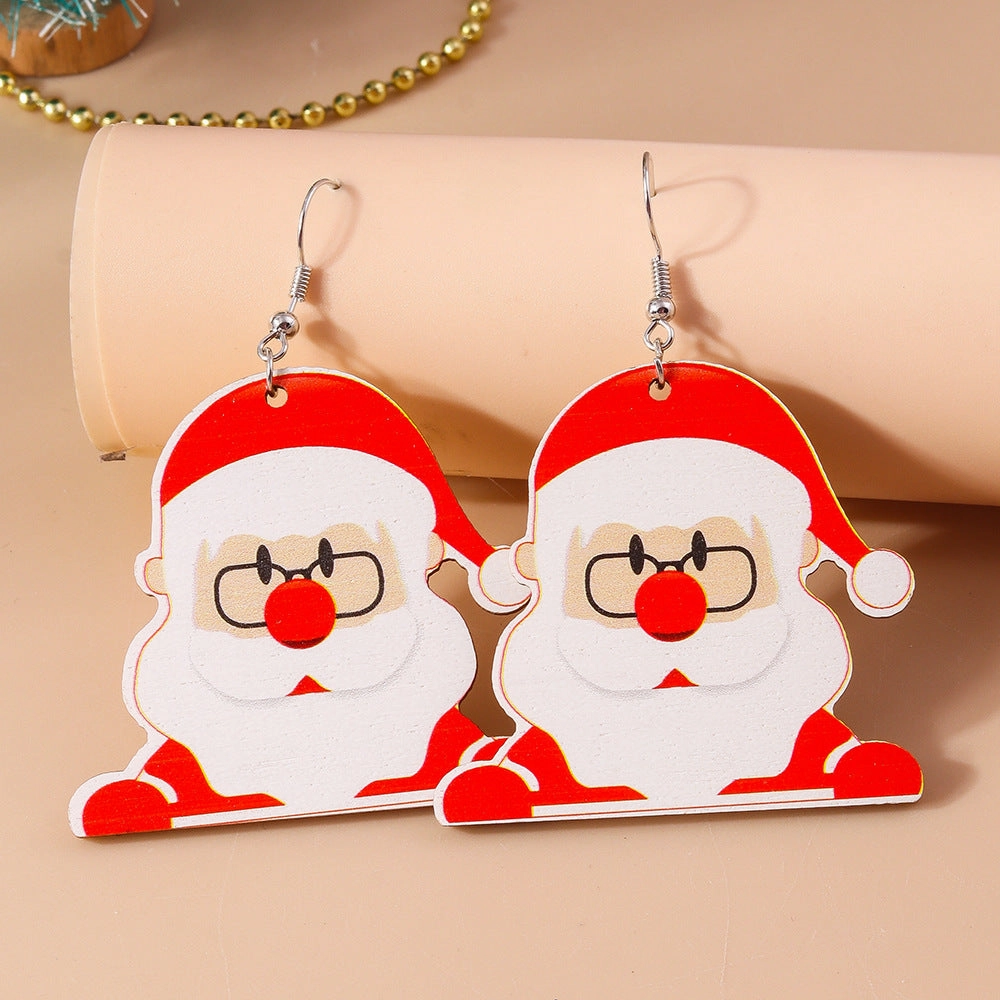 Wholesale Christmas Earrings Cartoon Creative Cute Santa Claus Snowman Plastic Earrings