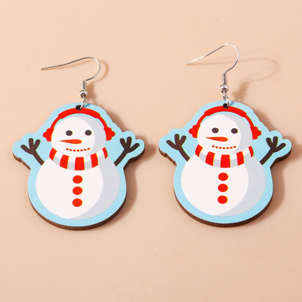 Wholesale Christmas Earrings Cartoon Creative Cute Santa Claus Snowman Plastic Earrings