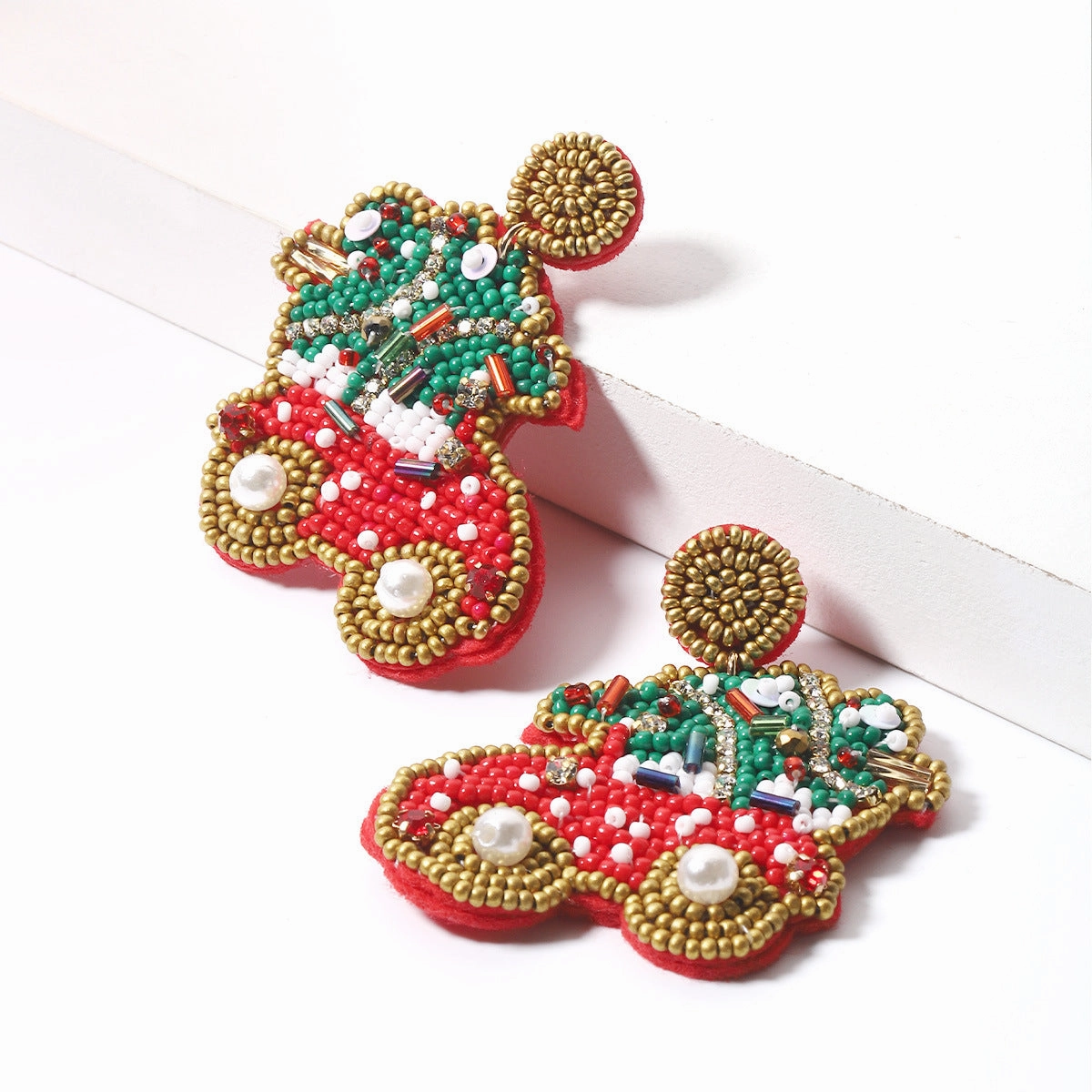 Wholesale Christmas Earrings Creative Pumpkin Hand-woven Rice Beads Pearl Earrings