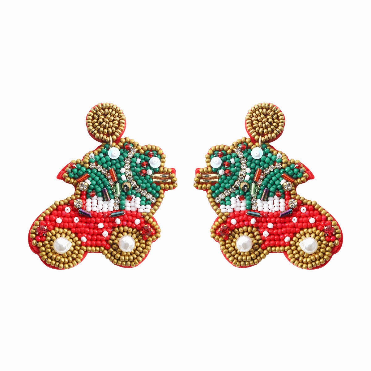 Wholesale Christmas Earrings Creative Pumpkin Hand-woven Rice Beads Pearl Earrings