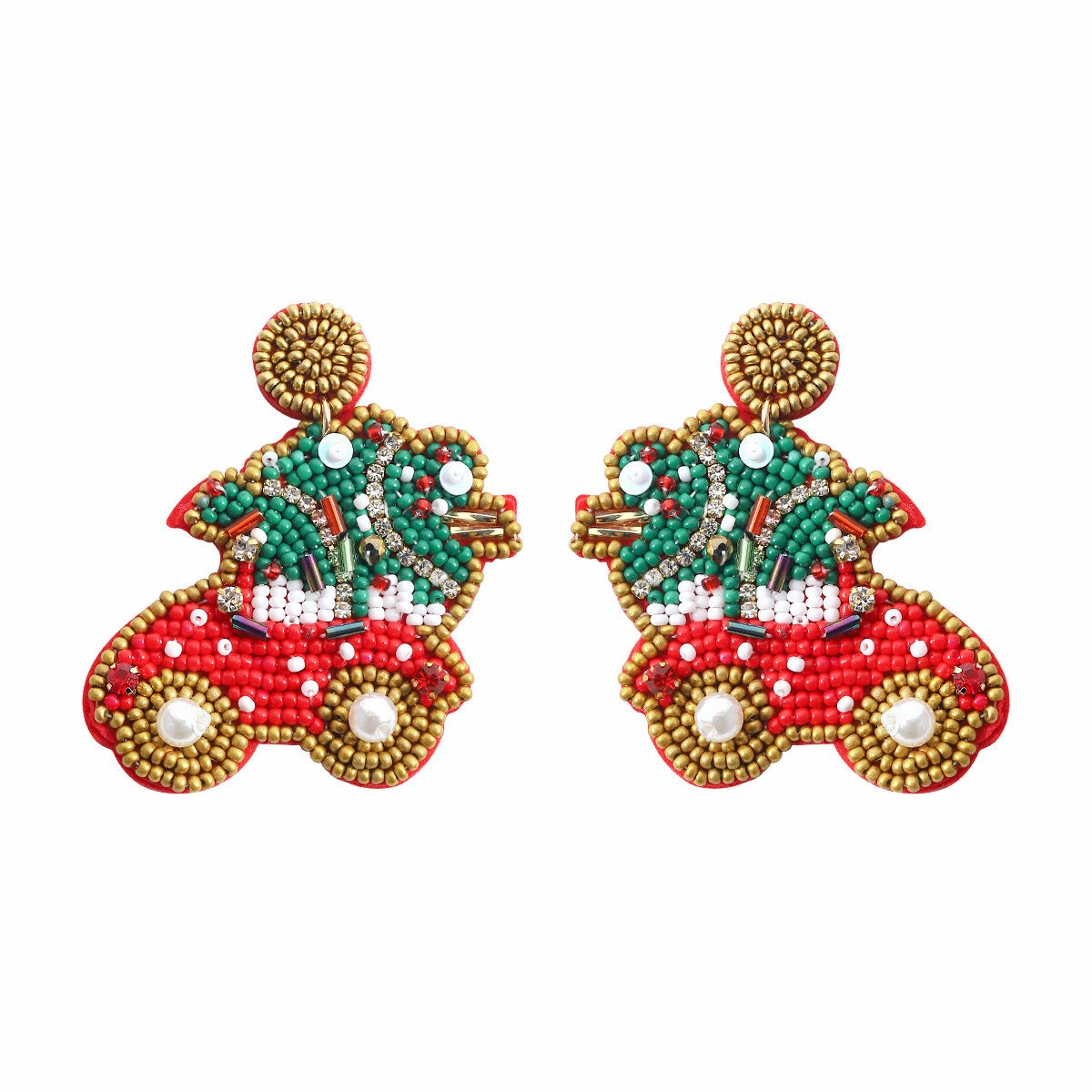 Wholesale Christmas Earrings Creative Pumpkin Hand-woven Rice Beads Pearl Earrings