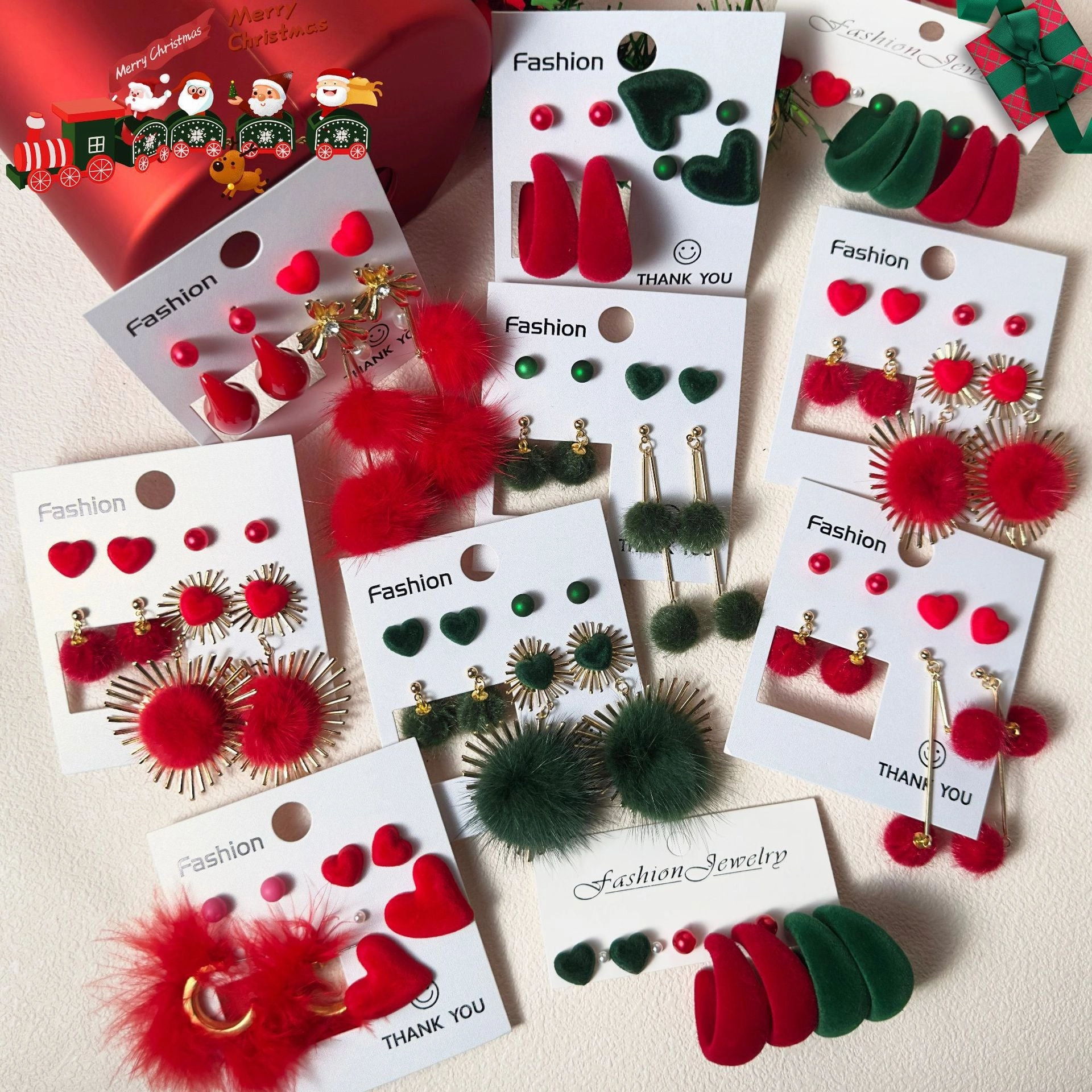 Wholesale Christmas Earrings Plush Love Stud Earring Set