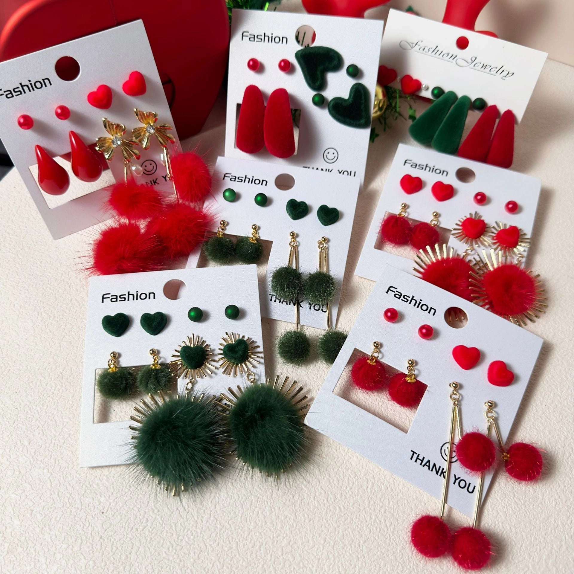 Wholesale Christmas Earrings Plush Love Stud Earring Set