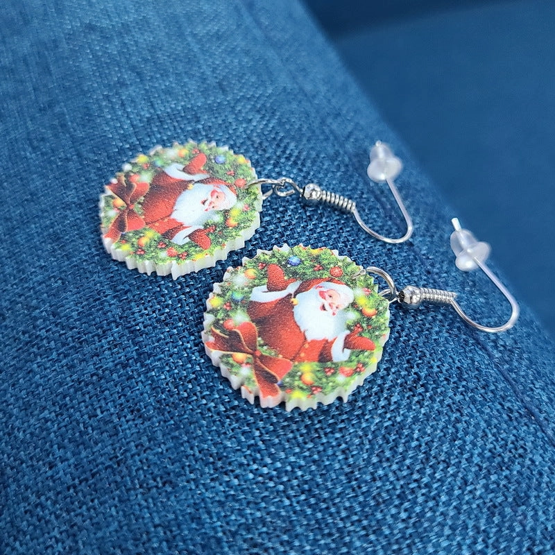 Wholesale Christmas Earrings Santa Claus Candy House Truck Acrylic Earrings