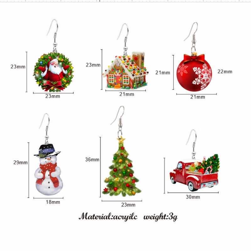 Wholesale Christmas Earrings Santa Claus Candy House Truck Acrylic Earrings