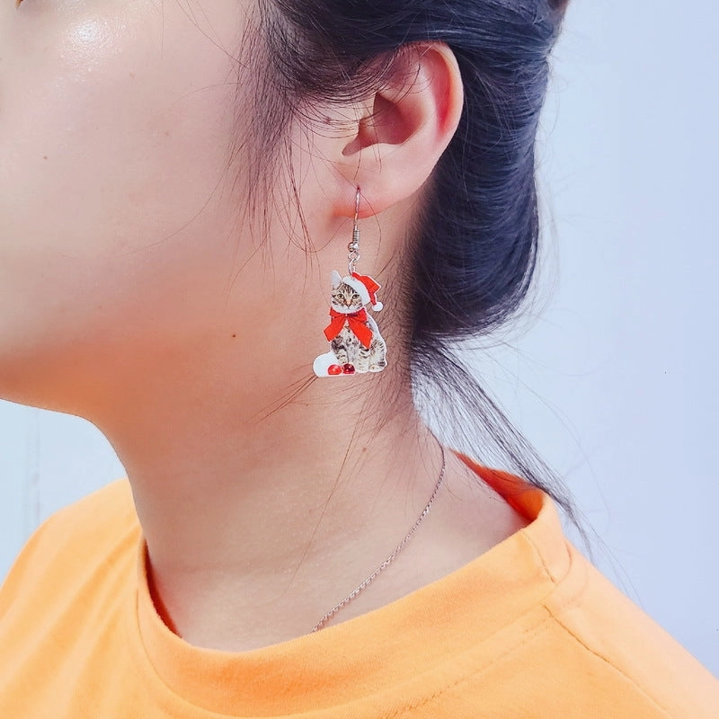 Wholesale Christmas Earrings Santa Claus Candy House Truck Acrylic Earrings