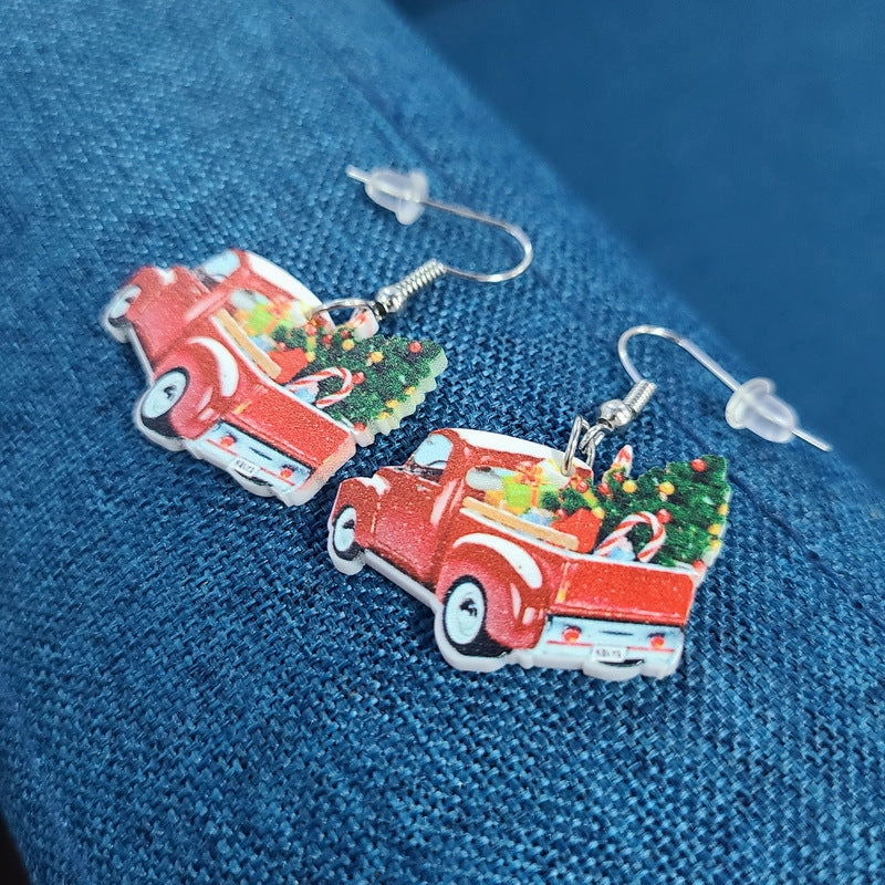 Wholesale Christmas Earrings Santa Claus Candy House Truck Acrylic Earrings