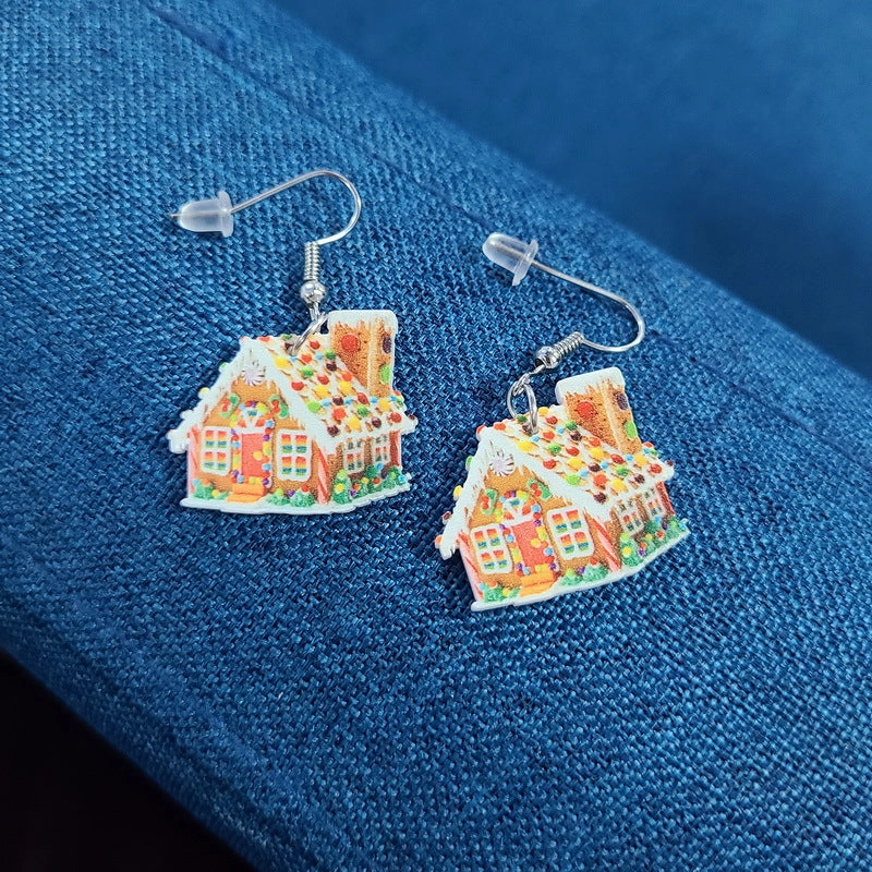 Wholesale Christmas Earrings Santa Claus Candy House Truck Acrylic Earrings