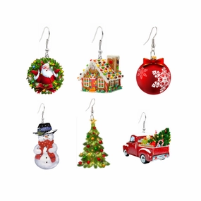 Wholesale Christmas Earrings Santa Claus Candy House Truck Acrylic Earrings