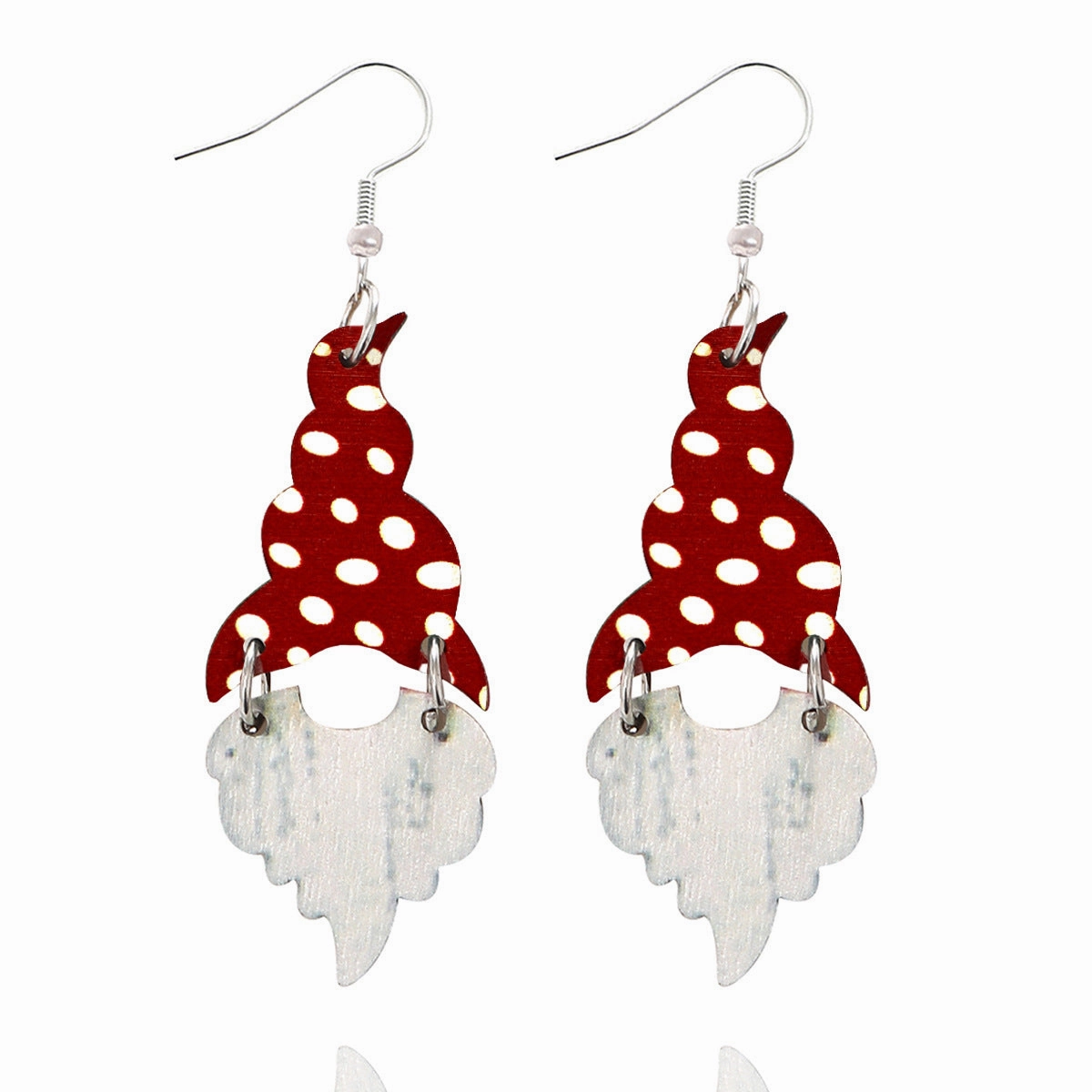 Wholesale Christmas Elf Wood Chips Retro Plaid Polka Dot Christmas Hat Earrings