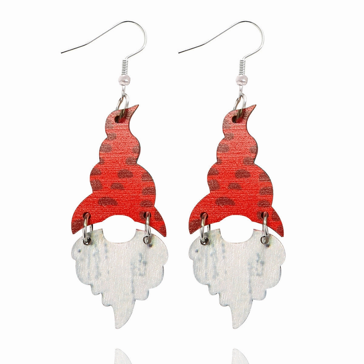 Wholesale Christmas Elf Wood Chips Retro Plaid Polka Dot Christmas Hat Earrings