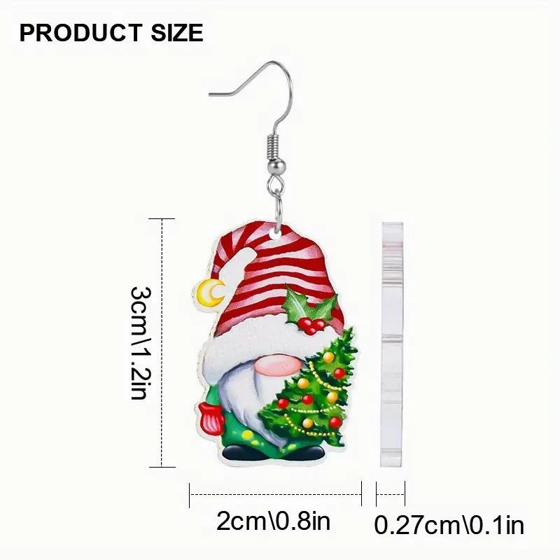 Wholesale Christmas Elk Christmas Tree Dwarf Santa Claus Pendant Earrings