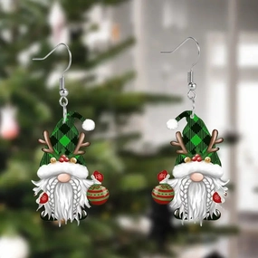 Wholesale Christmas Elk Christmas Tree Dwarf Santa Claus Pendant Earrings