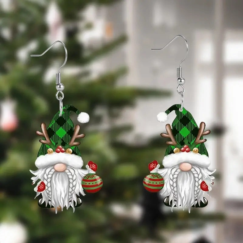 Wholesale Christmas Elk Christmas Tree Dwarf Santa Claus Pendant Earrings