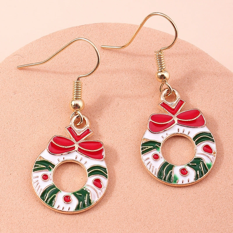 Wholesale Christmas Elk Santa Claus Snowman Christmas Tree Alloy Earrings Set