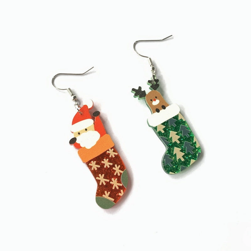 Wholesale Christmas Elk Santa Snowman Acrylic Earrings