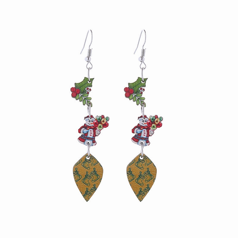 Wholesale Christmas Elk Snowflake Cute Long Drop Earrings