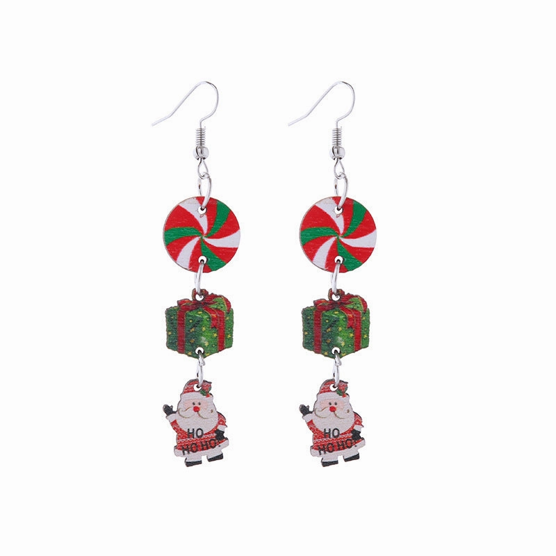 Wholesale Christmas Elk Snowflake Cute Long Drop Earrings