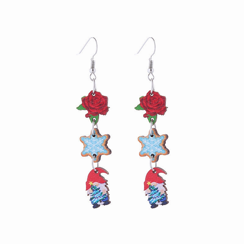 Wholesale Christmas Elk Snowflake Cute Long Drop Earrings