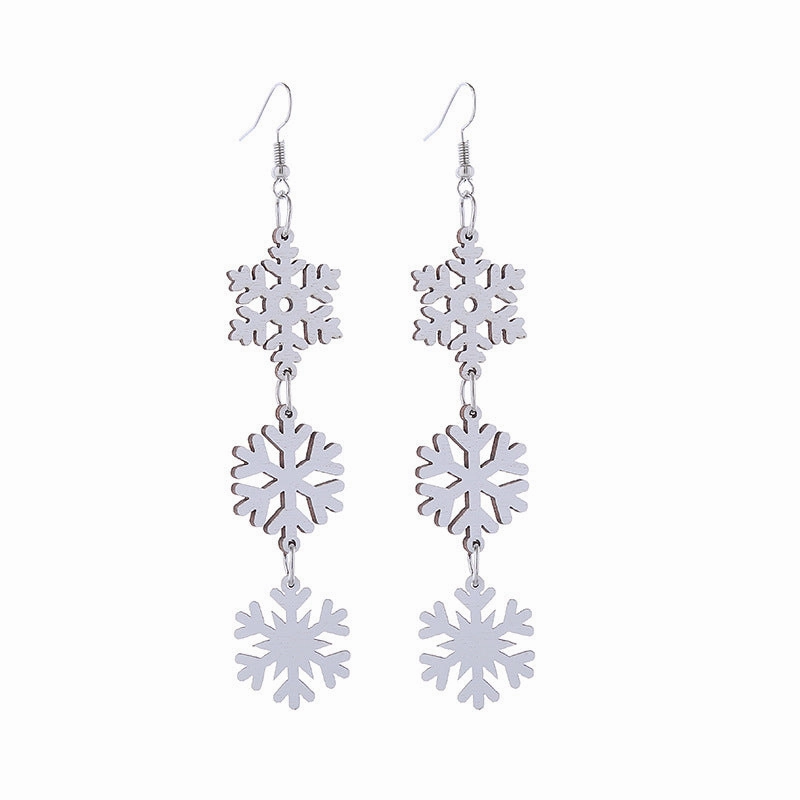 Wholesale Christmas Elk Snowflake Cute Long Drop Earrings