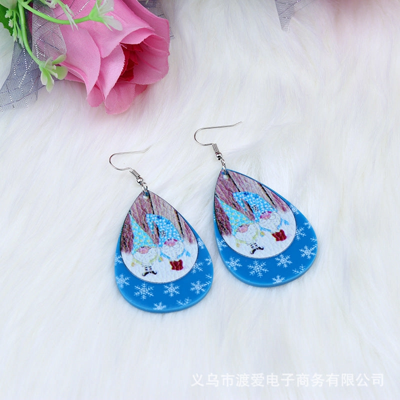 Wholesale Christmas Elk Snowman Droplet Acrylic Earrings