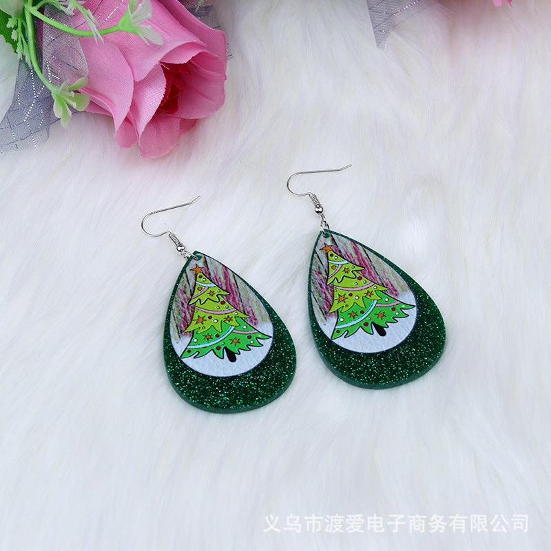 Wholesale Christmas Elk Snowman Droplet Acrylic Earrings