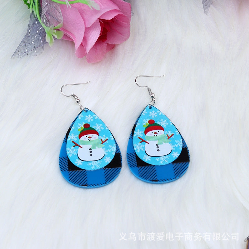 Wholesale Christmas Elk Snowman Droplet Acrylic Earrings