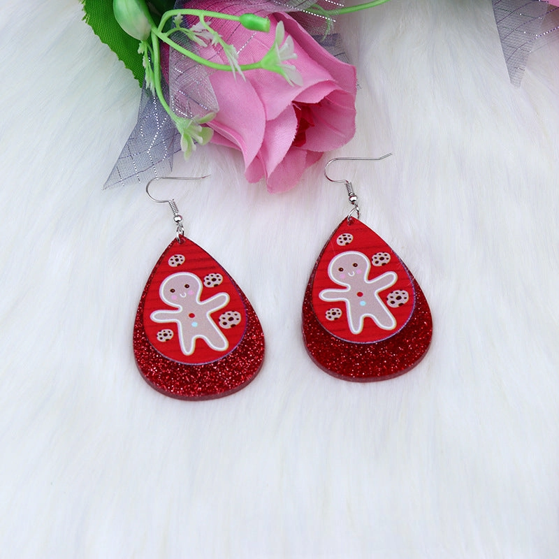Wholesale Christmas Elk Snowman Droplet Acrylic Earrings