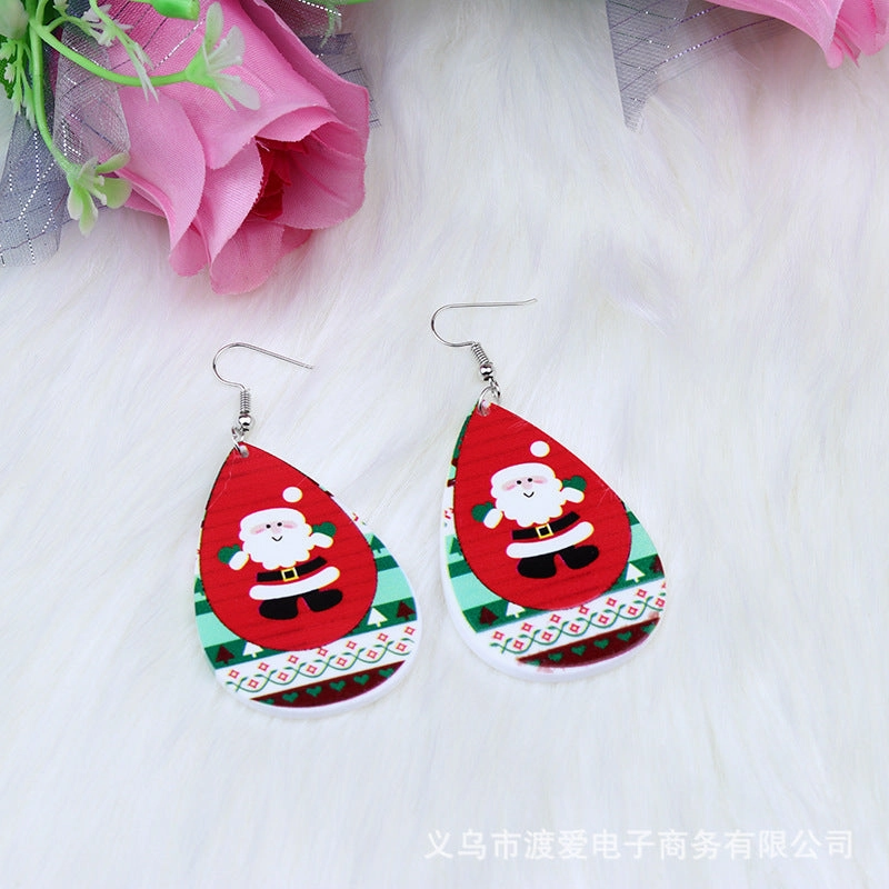 Wholesale Christmas Elk Snowman Droplet Acrylic Earrings