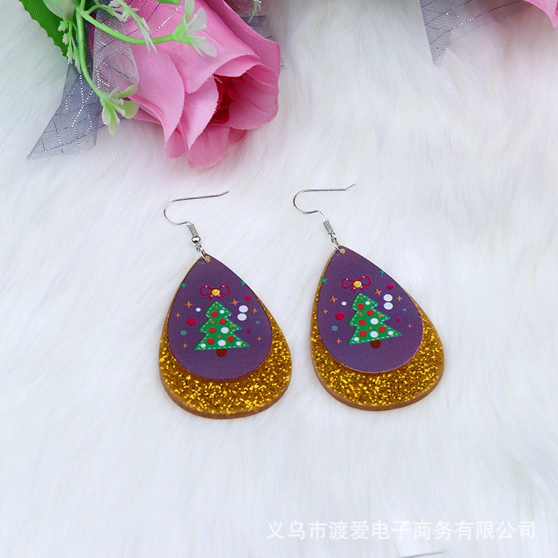 Wholesale Christmas Elk Snowman Droplet Acrylic Earrings