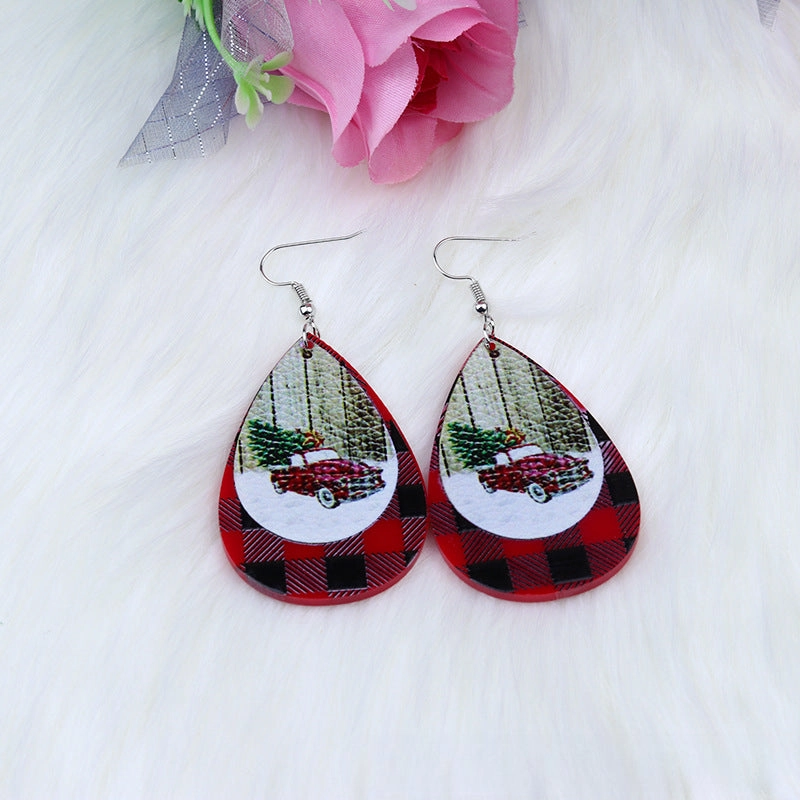 Wholesale Christmas Elk Snowman Droplet Acrylic Earrings