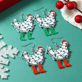 Wholesale Christmas Exaggerated Christmas Hat Animal Acrylic Earrings