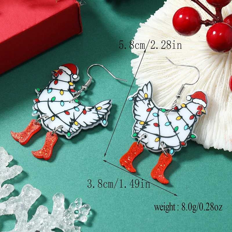 Wholesale Christmas Exaggerated Christmas Hat Animal Acrylic Earrings