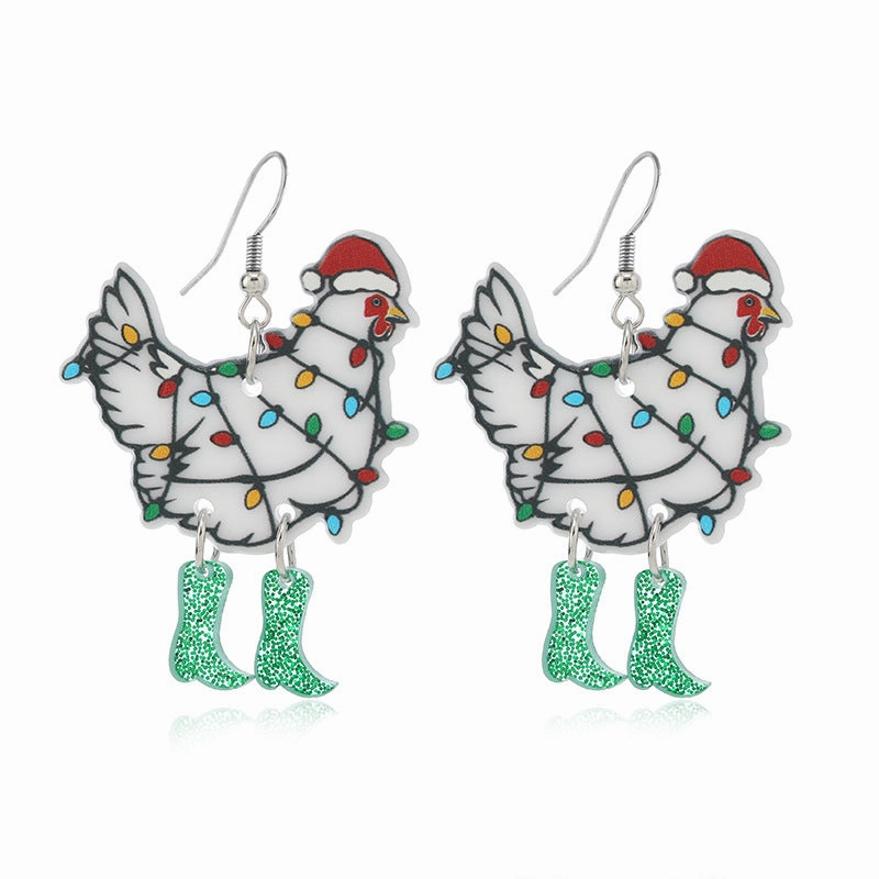 Wholesale Christmas Exaggerated Christmas Hat Animal Acrylic Earrings