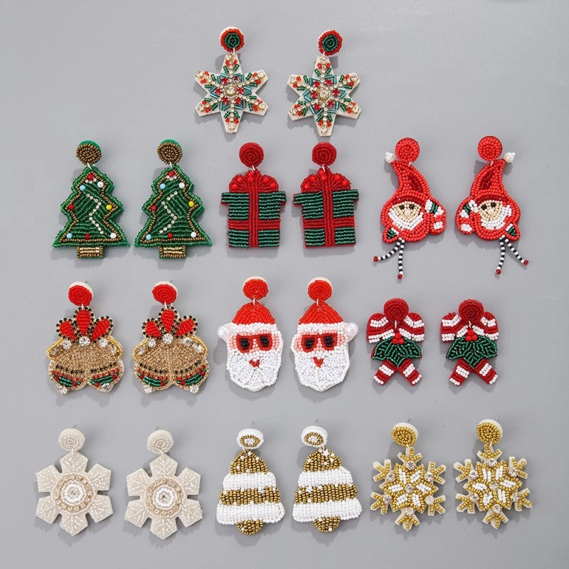 Wholesale Christmas Fabric Beads Hand Stitched Earrings