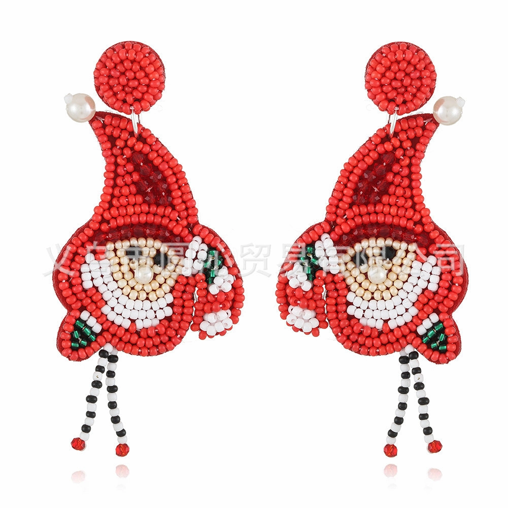 Wholesale Christmas Fabric Beads Hand Stitched Earrings