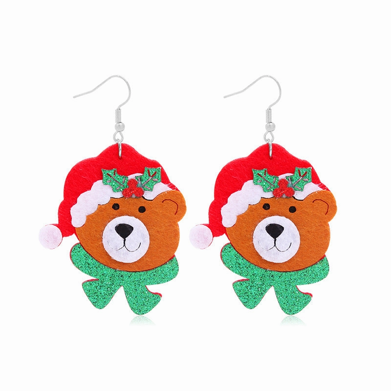 Wholesale Christmas Fabric Shining Christmas Tree Sunflower Earrings