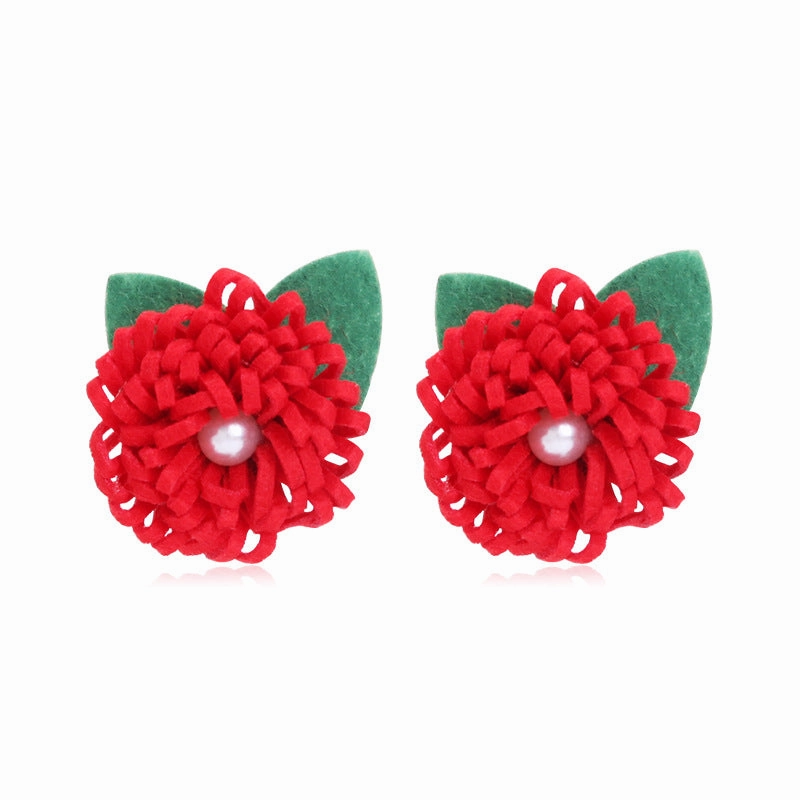 Wholesale Christmas Fabric Shining Christmas Tree Sunflower Earrings